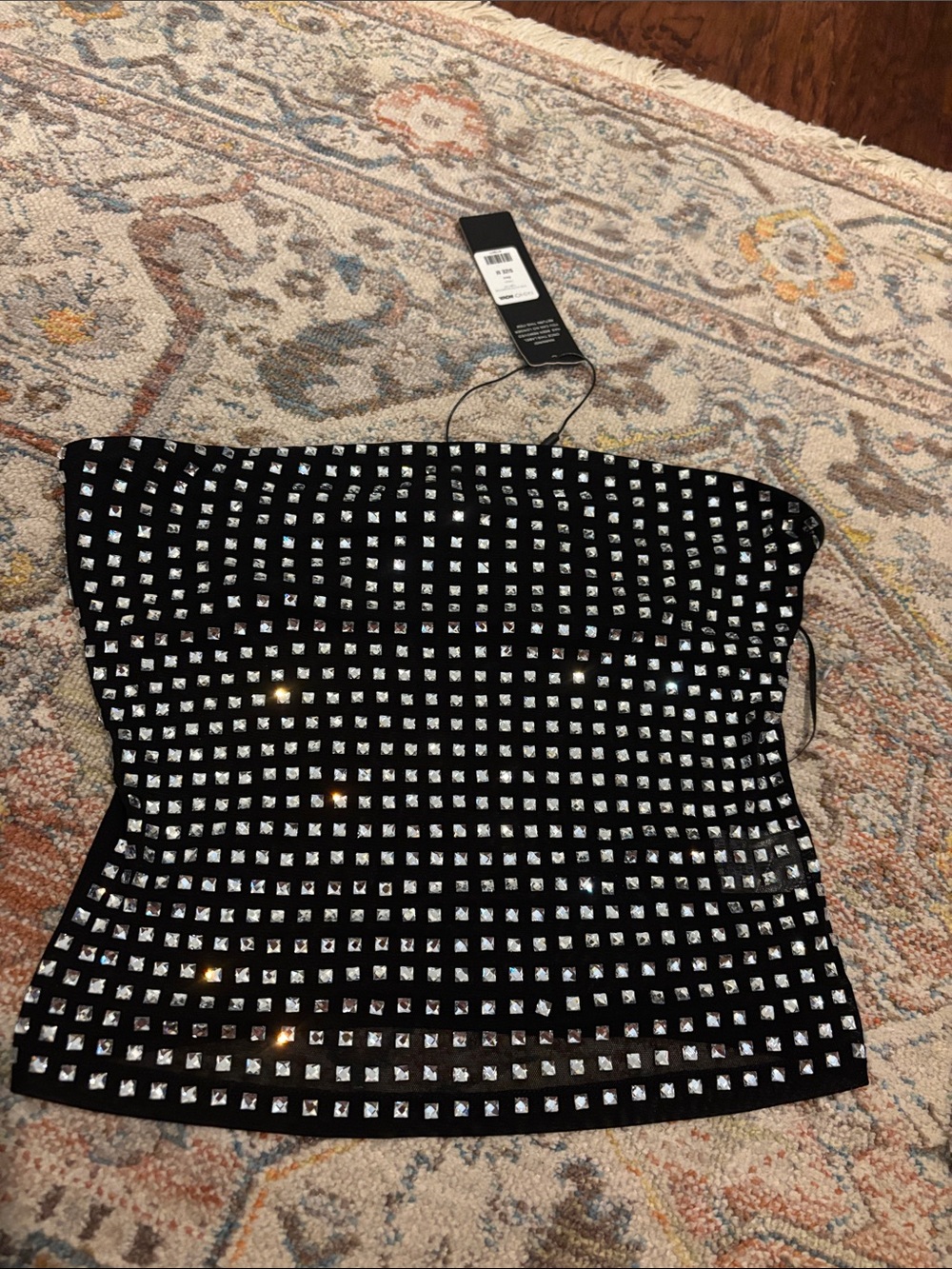 Fashion Nova Black Strapless Studded Crop Top
